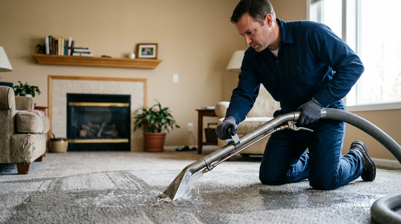 Water damage restoration technician working near Kildare, TX